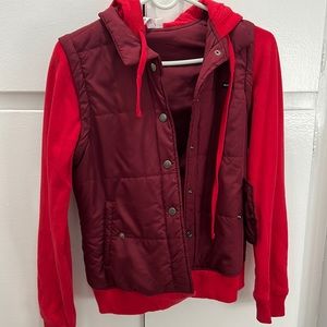 RVCA red button down hoodie